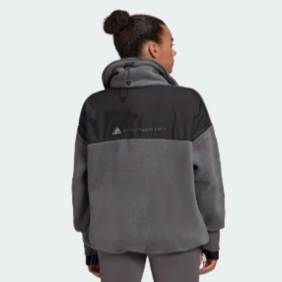 Adidas by Stella McCartney Black and Grey 1/4 Zip Fleece Jacket | EUC Size XL - Picture 2 of 11